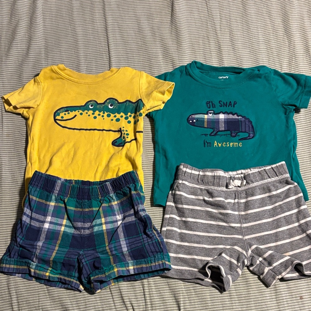Carter's Crocodile T-Shirts and Shorts Set - Yellow and Teal